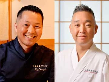 中華蕎麦とみ田×飯田商店 店主 左:中華蕎麦とみ田　富田 治 店主 右:らぁ麺飯田商店　飯田 将太 店主